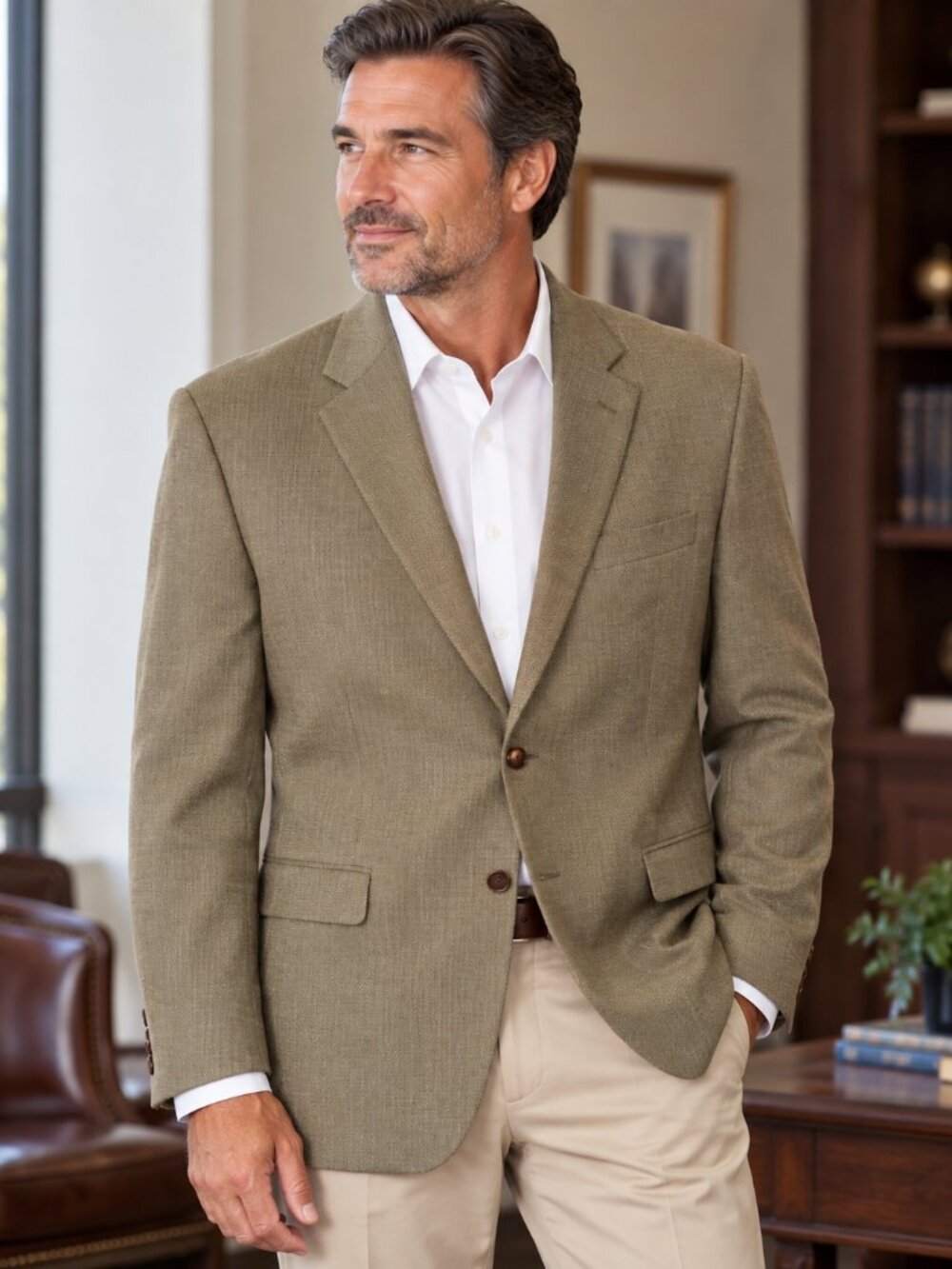 Lauren Ralph Lauren Men’s 44L Silk Wool Blend Microcheck Blazer Sport Coat